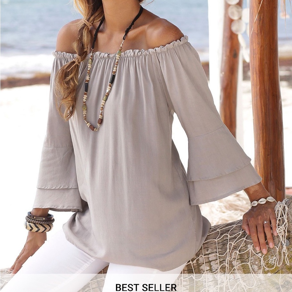 NEW Lascana Off-Shoulder Gray Top Size 10